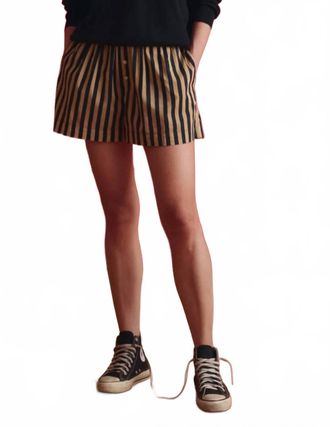 The Great. Boxer Shorts In Khaki Black Club Stripe