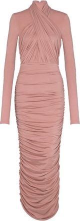 Balmain Pliss&eacute; Jersey Midi Jurk - Dames - Feestkleedjes - Roze - XL - Kleedjes
