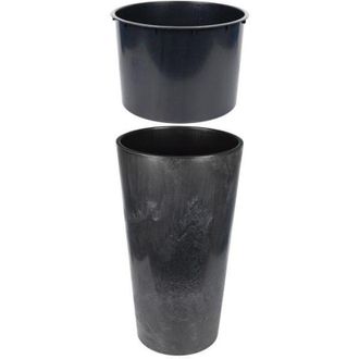 cofan Cofan - Macetero 2 En 1 Forma Conica Con Dep&oacute;sito Color Negro Pp &Oslash; 295 X 571 Mm 12,5 L Caja 5 Unid