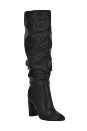 Nine West Womens Magnett Block Smooth Knee High Boots In Black