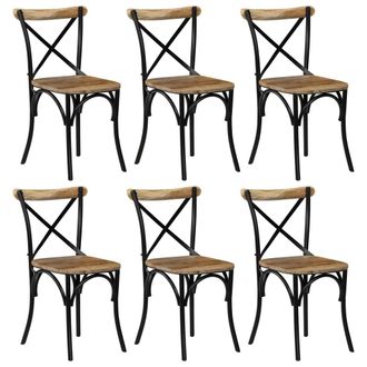 vidaXL Vidaxl - Sillas Con Respaldo Cruzado 6 Uds Madera Maciza De Mango Negro