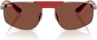 Ray-Ban 58mm Ferrari Irregular Sunglasses in Gunmetal /Red at Nordstrom