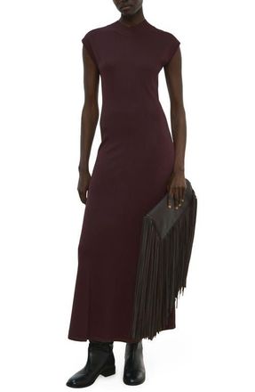 Mango Mock Neck Midi Sweater Dress in Chocolate at Nordstrom, Size 2