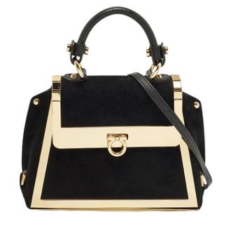 Ferragamo Pre-owned Handbags, female, Black, Size: ONE SIZE Pre-owned Suede Handbag