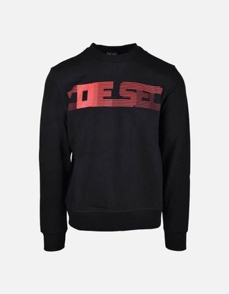 Diesel Mens Diesel Striped Logo Black Sweatshirt - Size: 42