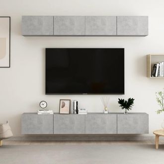 vidaXL Vidaxl - Juego De Muebles De Sal&oacute;n 4 Piezas Gris Hormig&oacute;n 100x30x30 Cm