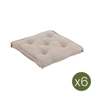 ED&Egrave;N JARD&Iacute; Pack de 6 cojines de sillas de jard&iacute;n olefin marr&oacute;n tostado 42x42 cm