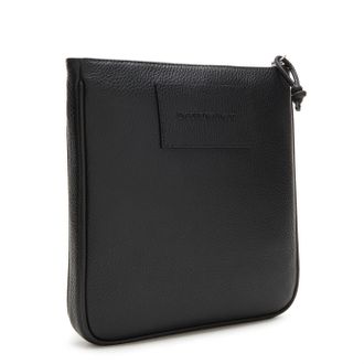 Emporio Armani Aktentaschen - Textured Black Cow Leather Messenger Bag - Gr. unisize - in Schwarz - f&uuml;r Damen