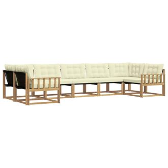 vidaXL Conjunto De Sof&aacute;s De Exterior Con Coj&iacute;n 7 Pcs Blanco Y Crema Vidaxl