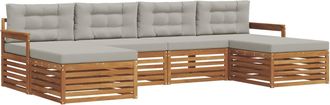 vidaXL Conjunto De Sof&aacute;s De Exterior 6 Uds. Natural Y Gris Claro Vidaxl