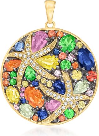 Ross-Simons Multi-Gemstone Starfish Pendant With. Diamonds in 14kt Yellow Gold