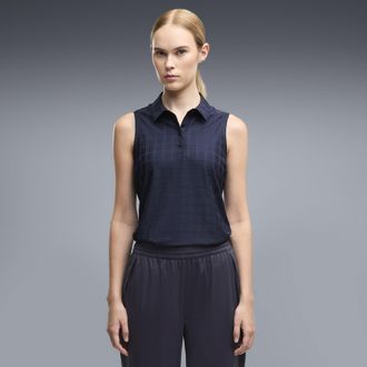 Puma Polo da golf senza maniche Plaid Knit da donna, Accessori, Blu, XXL