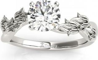 Allurez Solitaire Tulip Vine Leaf Engagement Ring Setting 18k White Gold