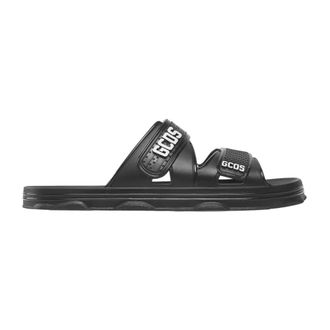 GCDS Sliders, female, Black, Size: 13 US Logo-print Flat Slides