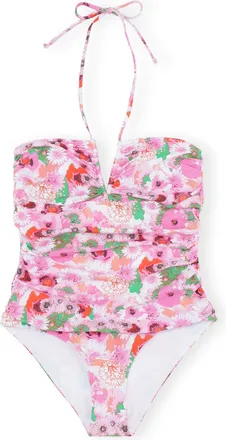 Ganni Printed V-string Swimsuit - Size 10/12 Pink