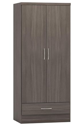 Seconique Nevada 2 Door 1 Drawer Wardrobe in Black