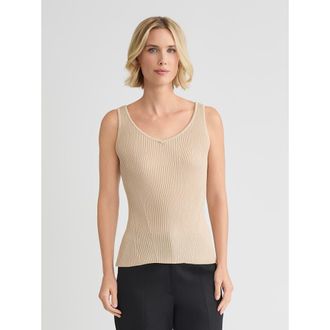 Misook Shaped Soft Ribbed Knit Tank in Beige at Nordstrom, Size Xx-Large