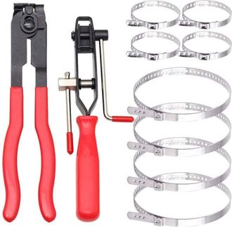 OEM [nunca Usado] Alicates Para Abrazaderas De Manguera, 2 Abrazaderas, Abrazaderas De Manguera Con Junta Card&aacute;n Y Abrazaderas De Banda De Engarce Con Jue