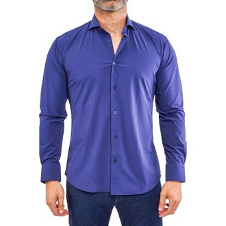 Maceoo Einstein Stretchcore Performance Button-Up Shirt in Blue at Nordstrom, Size 3