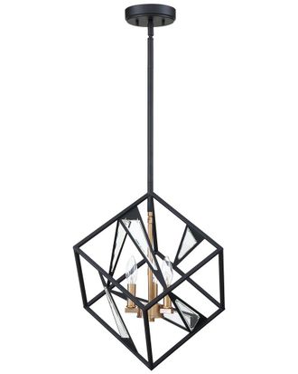 Eglo Eglo Corrietes 3 Light Geometric Open Frame Pendant With Black Finish With Gold & Clear Glass Accents