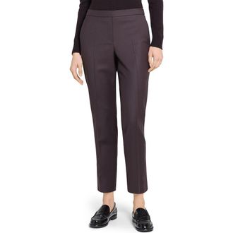 Theory Sleek Flannel Treeca Pull-On Pants in Cacao at Nordstrom Rack, Size 14