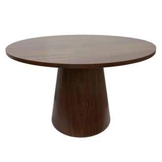 Oviala Mesa de comedor redonda escandinava de 120 cm efecto madera oscura