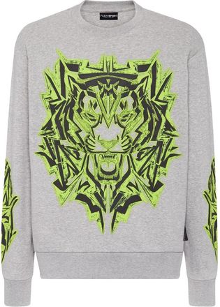 Plein Sport Sweatshirt LS Thunder Tiger - Heren - Sportshirts - Grijs - L - Katoen - Fitness