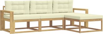 vidaXL Conjunto De Sof&aacute;s De Exterior 4 Uds. Blanco Y Crema Poli&eacute;ster Vidaxl
