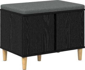vidaXL Banco De Entrada Con Coj&iacute;n Roble Negro 60 X 38 X 46 Cm Vidaxl