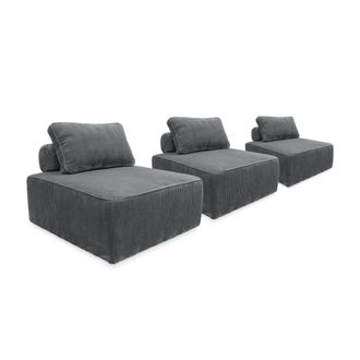 Sweeek Sof&aacute; modular de pana, 3 plazas, gris oscuro