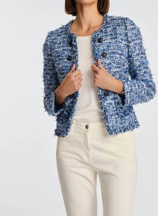 Weill Fringe Tweed Catalyna Jean Jacket In Blue