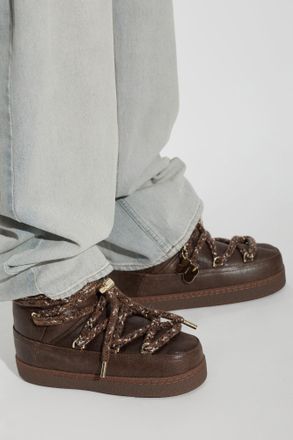 INUIKII Vintage Platform Snow Boots, Womens, Brown