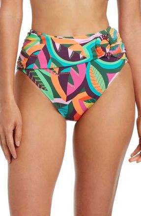 Bleu Rod Beattie Tropical Print High Waist Bikini Bottoms in Multi at Nordstrom, Size 10