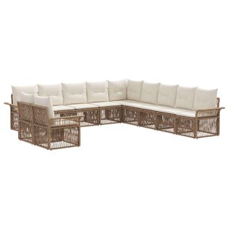 vidaXL Conjunto De Sof&aacute;s De Jard&iacute;n 11 Pcs Beige Rat&aacute;n Sint&eacute;tico Vidaxl