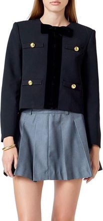 endless rose Velvet Trim Jacket in Black at Nordstrom, Size X-Small
