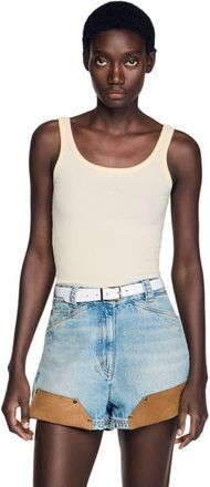 Sandro Ribbed vest top in Light Yellow at Nordstrom, Size X-Large