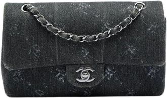 Chanel Borsa a spalla Chanel Pre-owned Vintage in denim con doppia patta - - Pre-owned - Donna - Nero - ONE SIZE