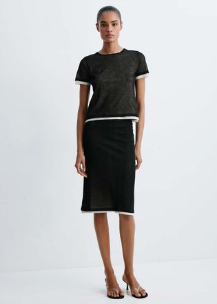 Mango Gonna midi combinata nero - Donna - XS - MANGO