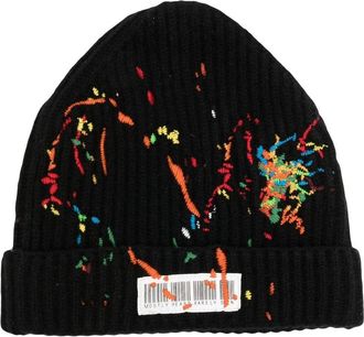 Mostly Heard Rarely Seen embroidered barcode-detail beanie - men - Cashmere/Wool - One Size - Black