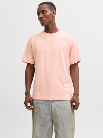 Jack & Jones Kurzarmshirt JACK & JONES JORNORREBRO EMB TEE SS CREW NECK NOOS, Herren, Gr. XXL, peach melba, Jersey, Obermaterial: 100% Baumwolle, unifarben, relaxe