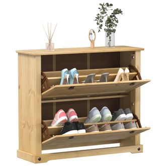 vidaXL Vidaxl - Mueble Zapatero Corona Madera Maciza De Pino 99x32x85 Cm