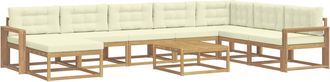 vidaXL Conjunto De Sof&aacute;s De Exterior 9 Uds. Blanco Y Crema Vidaxl