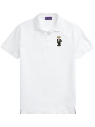 Ralph Lauren Purple Label Polo con ricamo Polo Bear - Bianco