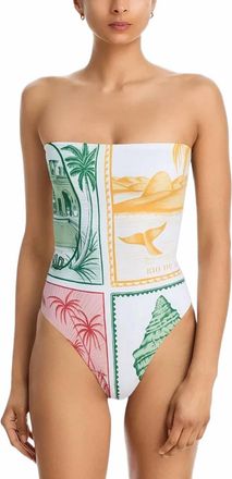 Farm Rio Brasil Vintage One Piece Swimsuit In White Multi