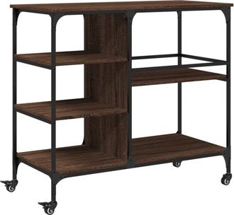 vidaXL Carrito de cocina madera ingeniería marrón roble 100x45x89,5 cm Vidaxl