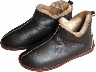Generic Mens Genuine Sheepskin Slippers With Lightweight Hard Sole Dakota1 Dark Brown (Dark Brown, 10, UK Footwear Size System, Adult, Men, Numeric, Medium, 1