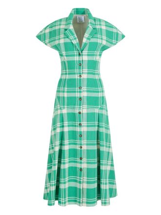 Rosie Assoulin blazer plaid midi dress - women - Fabric - 10 - Green