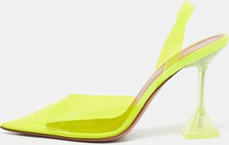 Amina Muaddi Neon Yellow Pvc Holli Glass Slingback Pumps