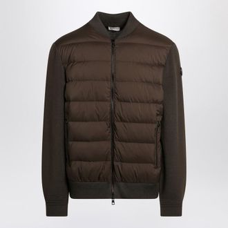 Moncler Cardigan With Padded Nylon Knit Sleeves