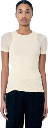 Jil Sander Gelaagde T-shirt met ronde hals - Dames - T-shirts - Beige - XS - Katoen - Tops